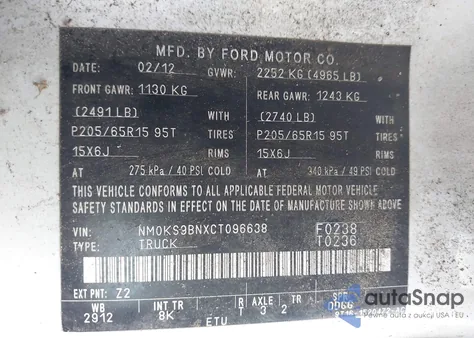 2012 Ford Transit Connect Xlt from USA, damaged, VIN NM0KS9BNXCT096638